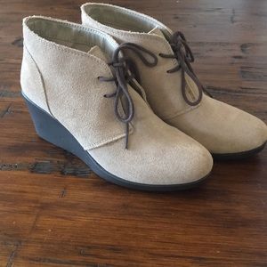 Crocs lace up wedge booties